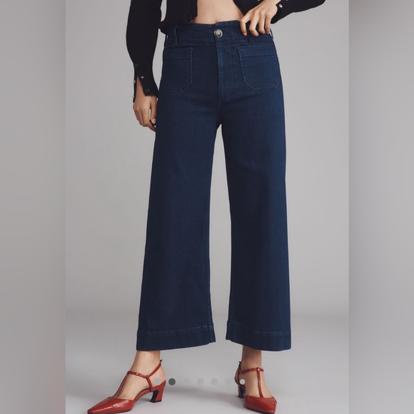 Anthropologie  Maeve Collette Dark Indigo Wide-Leg Jeans 28 - Picture 2 of 6